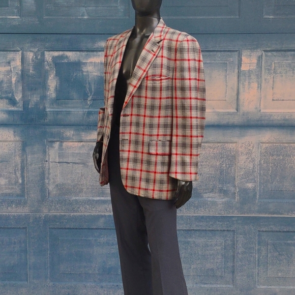 DUALWORTH MEN'S VINTANGE PLAID /CHECK LUXURY BLAZER (1972 -SEE LABEL)